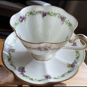Crescent George Jones & Sons bone China England purple flowers & shamrocks